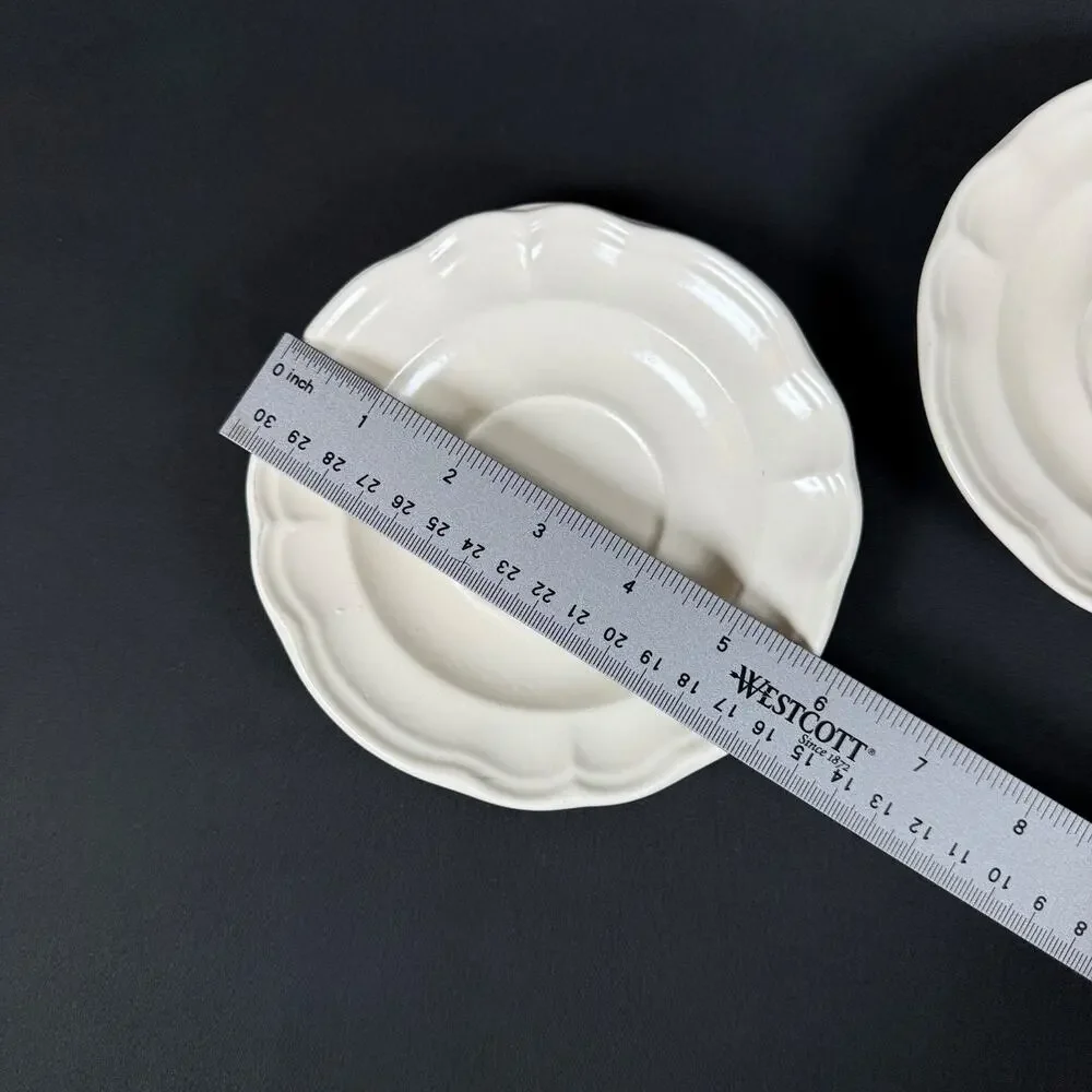 Lot of 4 Pfaltzgraff White Scalloped Plates & Bowl Made in USA